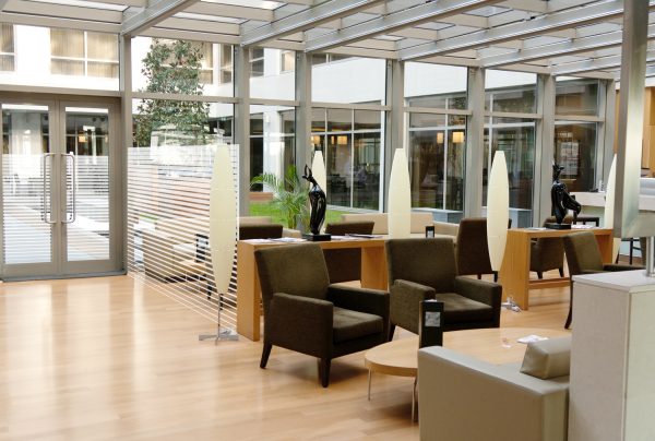 The hotel lobby